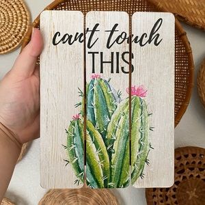 🍄SOLD🍄 Wooden Painted Cactus Wall Art Decor